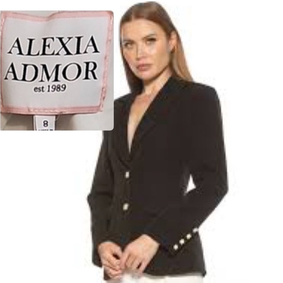 🤩 Alexia Admor Navy black white & gold square button dress blazer - Picture 5 of 5